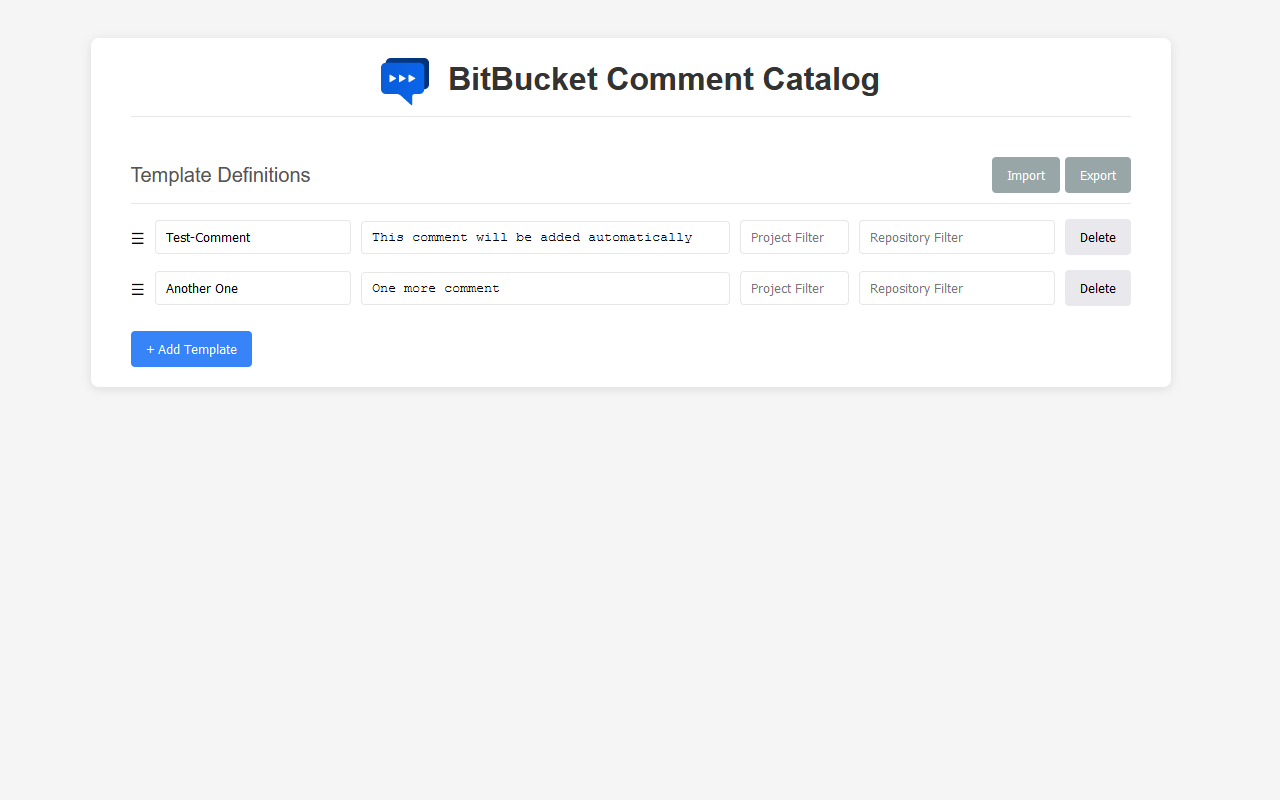BitBucket Comment Catalog