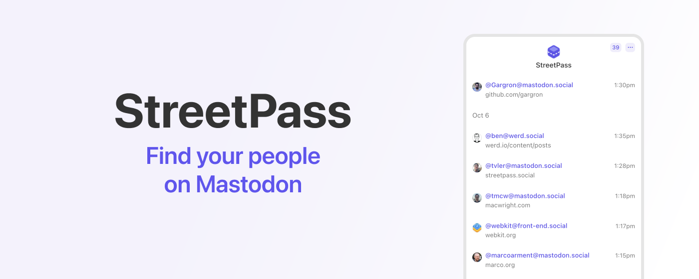 StreetPass for Mastodon