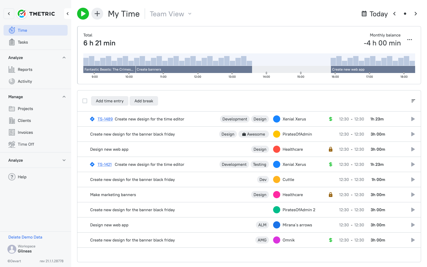 TMetric – Time Tracker & Productivity App