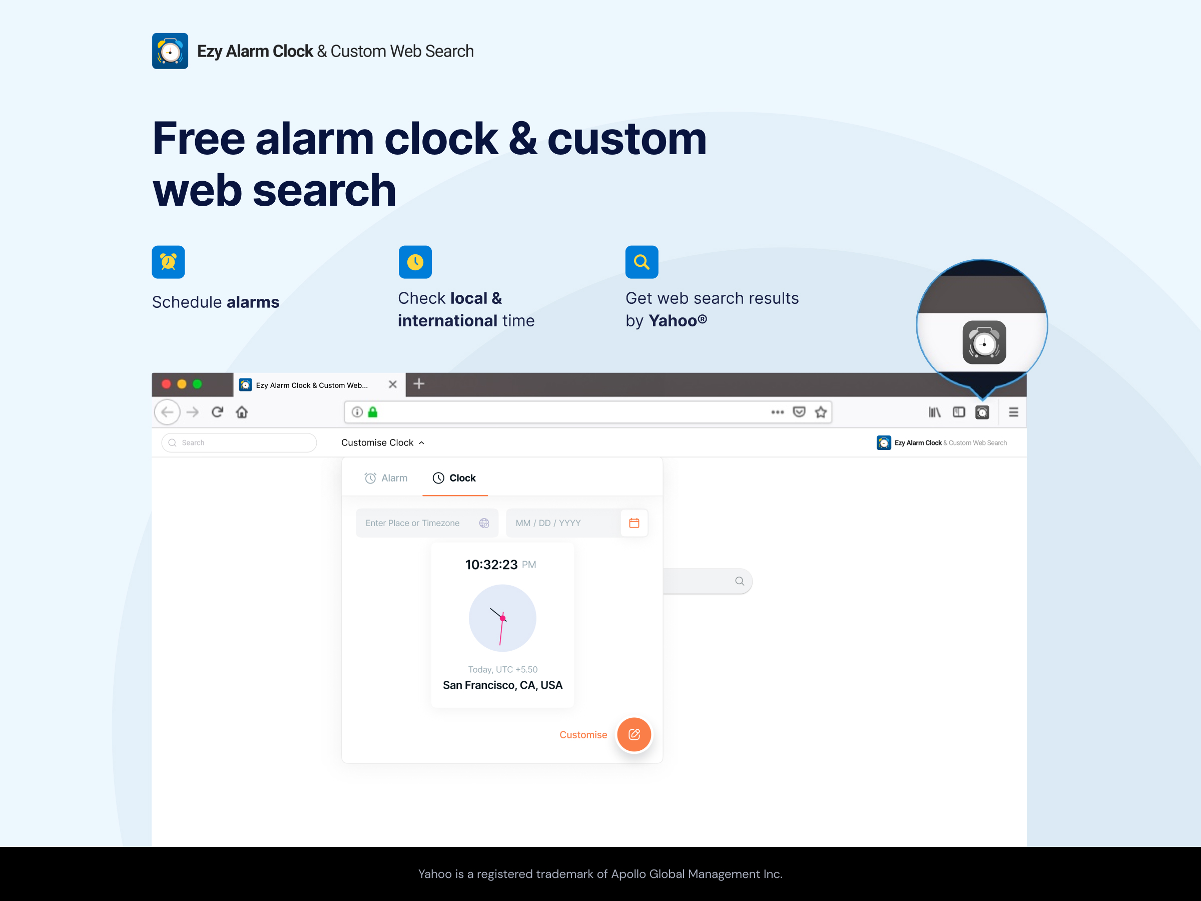 Ezy Alarm Clock & Custom Web Search