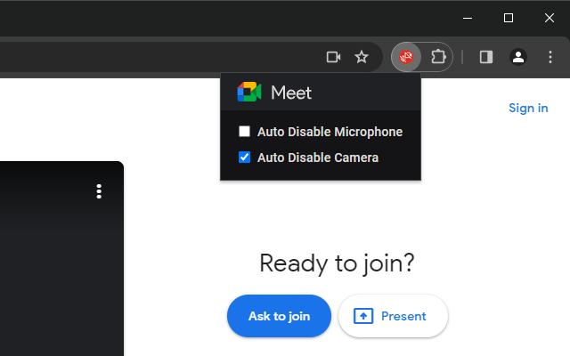 Google Meet Auto Disable Mic/Cam