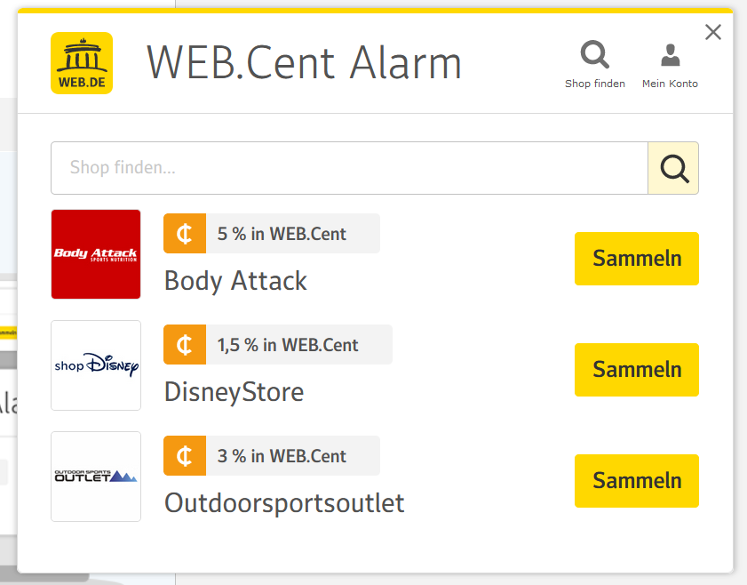 WEB.DE WEB.Cent Alarm