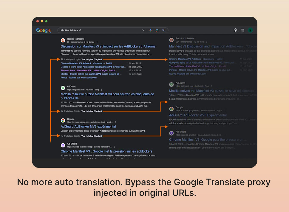 No Google Search Translation