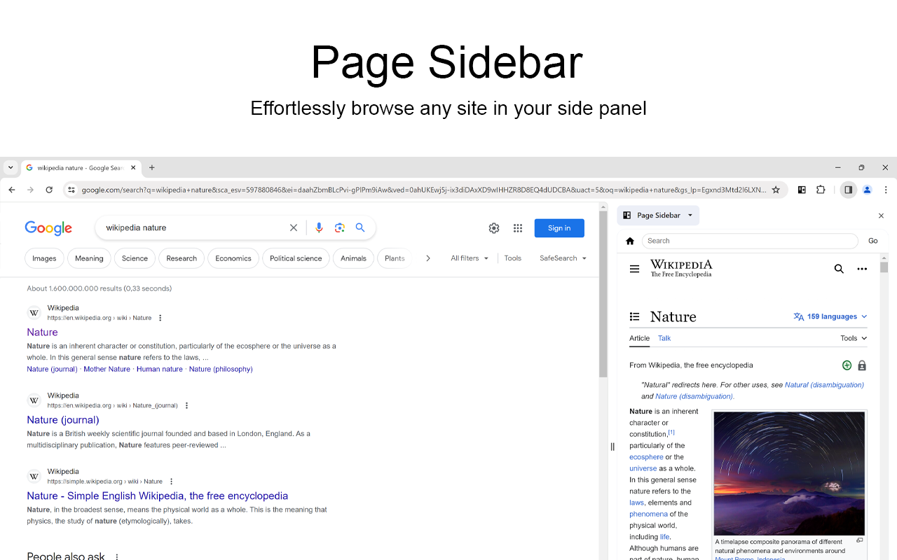 Page Sidebar | Open any page in side panel