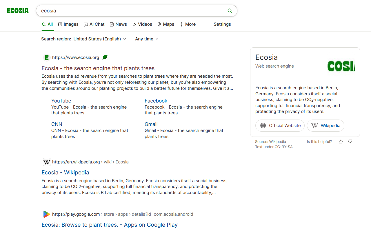 Ecosia Search Icons
