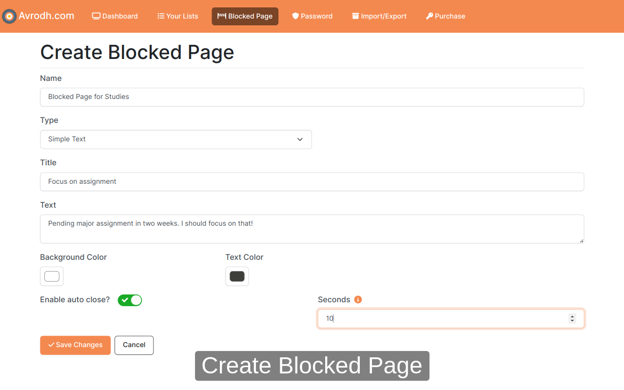 Privacy Focused Site Blocker (by Avrodh.com)