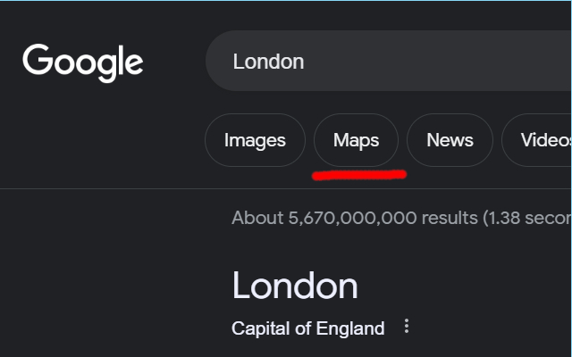 Google Search Maps Button