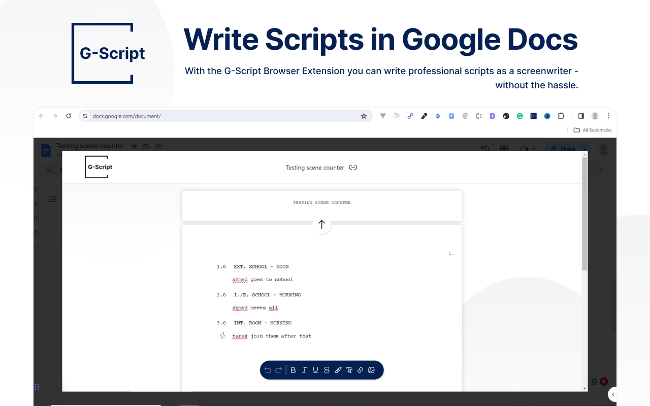 G-Script - Scriptwriting in Google Docs