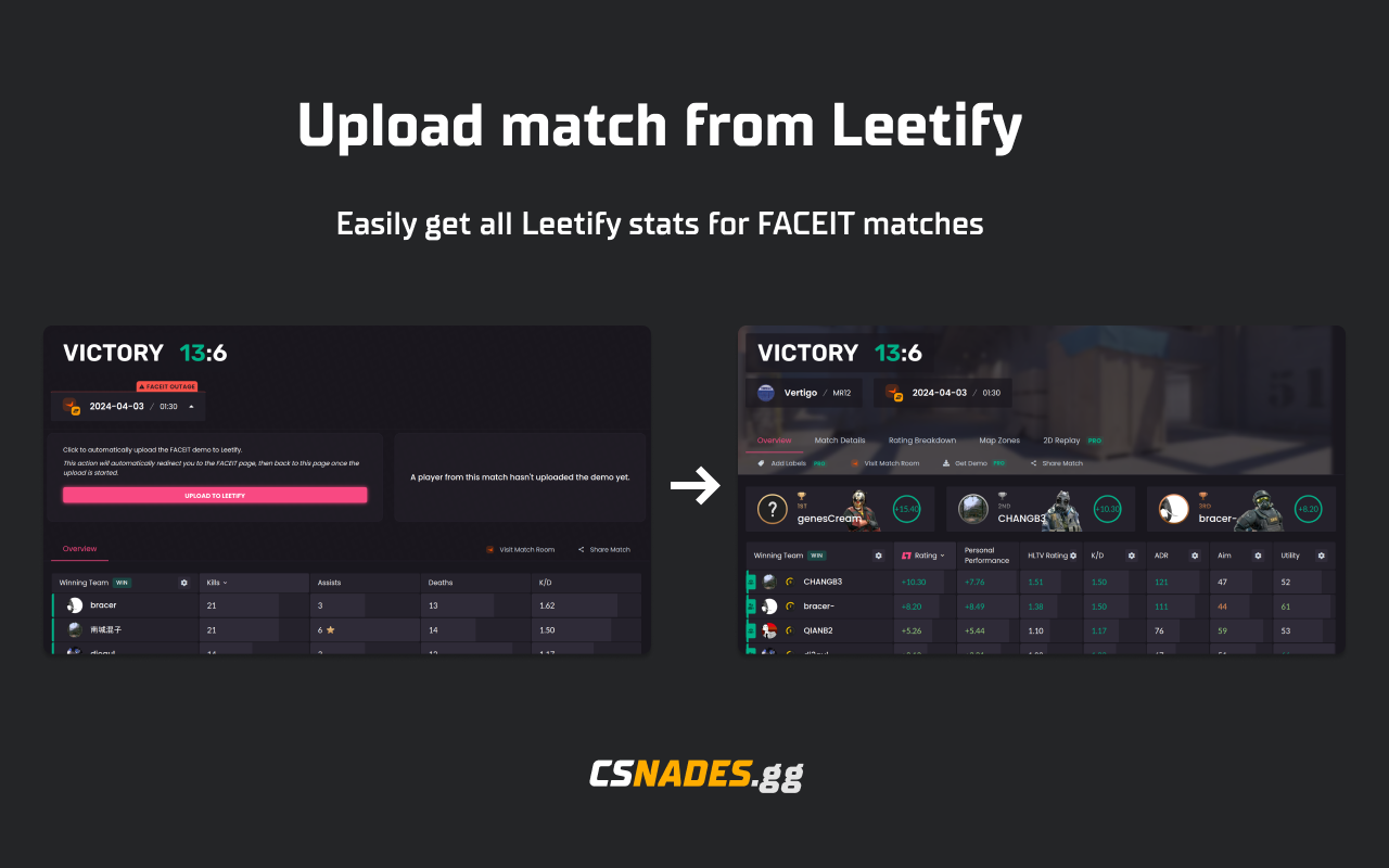 FACEIT to Leetify Demo Uploader by CSNADES.gg
