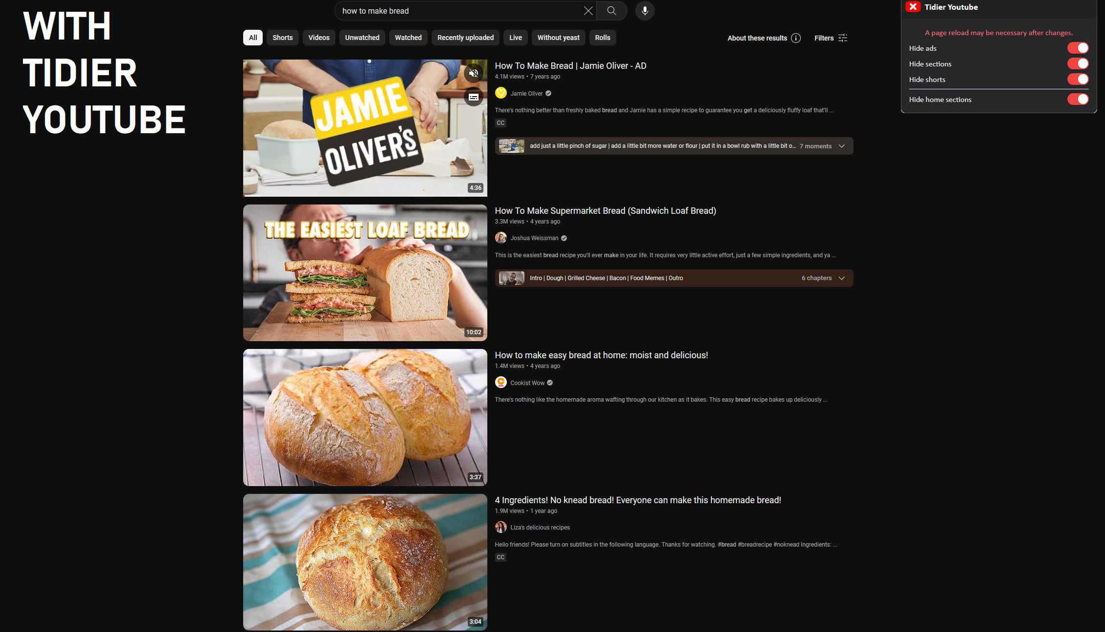 Tidier YouTube