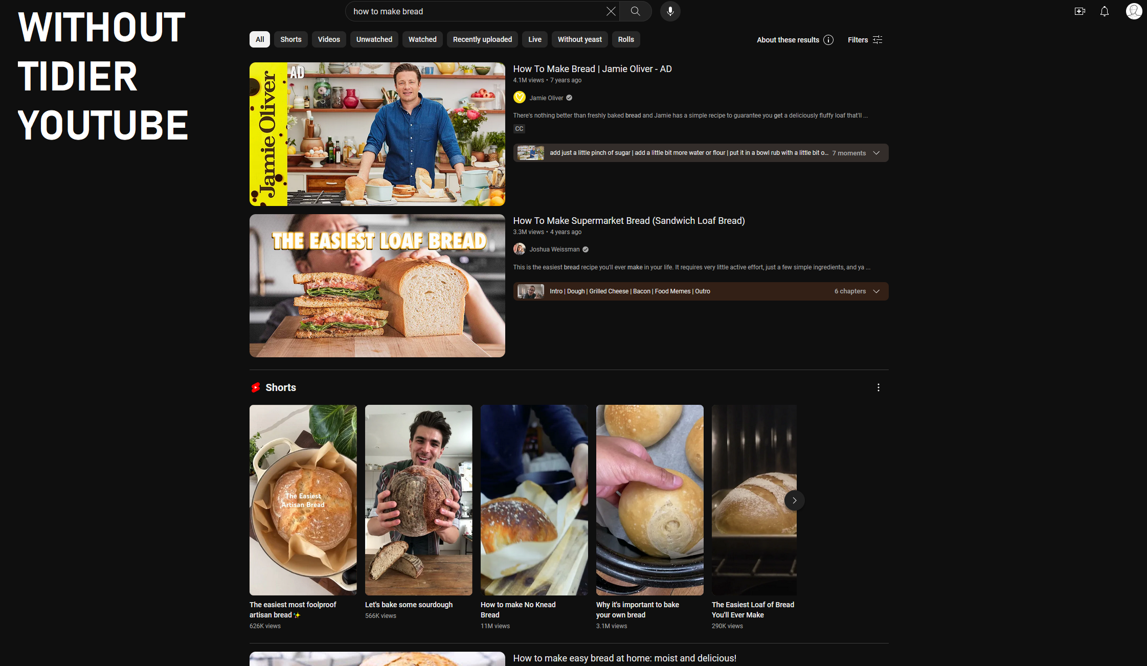 Tidier YouTube