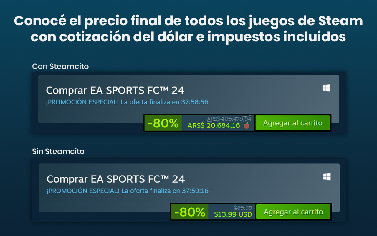 Steamcito: Steam con impuestos de Argentina 2024