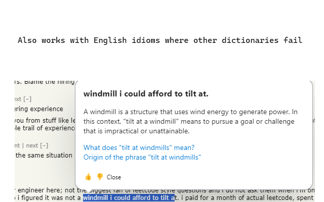 Popup explanations