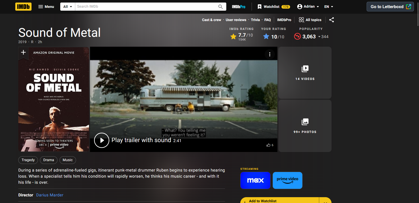 IMDb to Letterboxd redirect button
