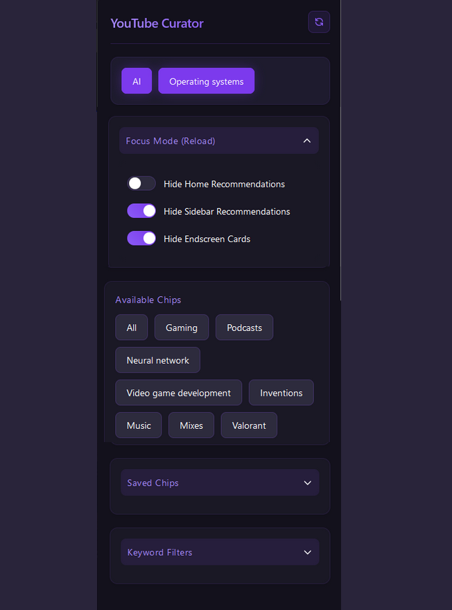 YouTube Recommendation Filter and Tweaker