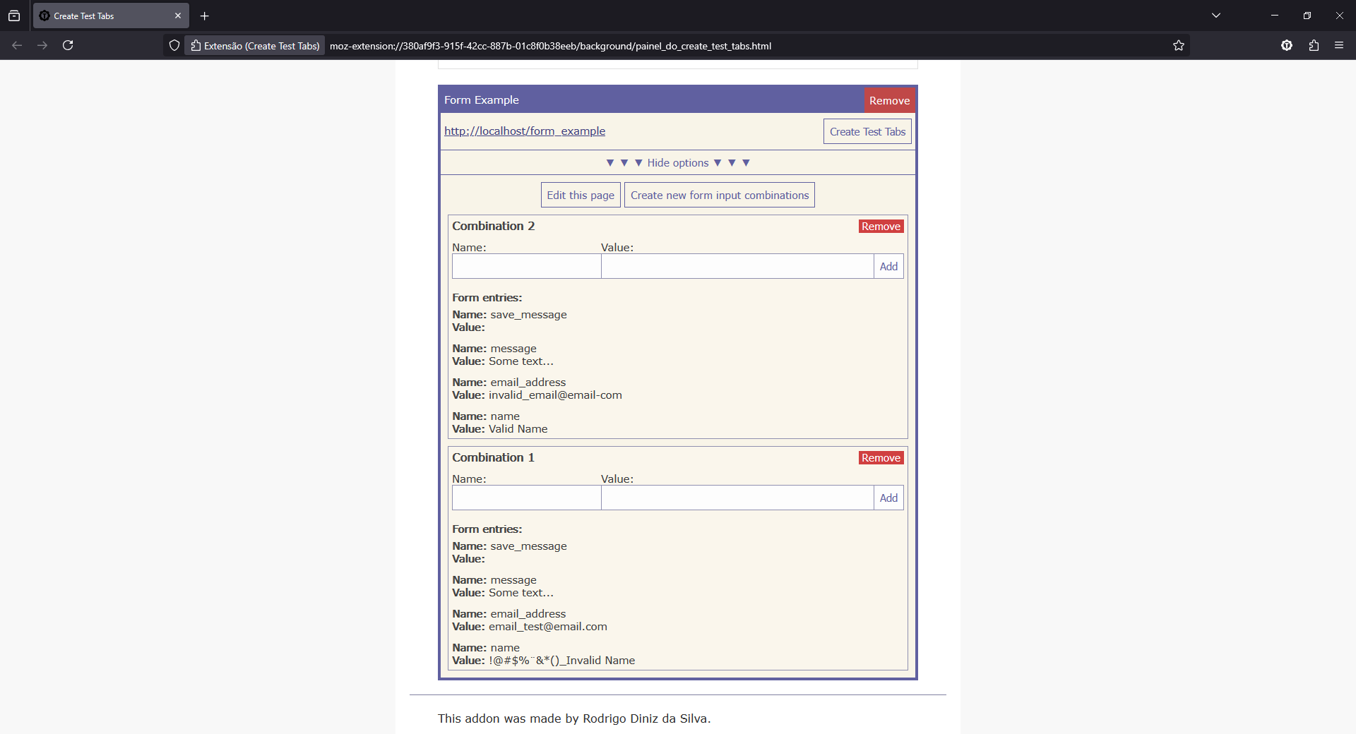 Create Test Tabs