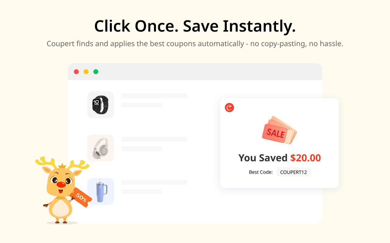 Coupert - Automatic Coupon Finder & Cashback