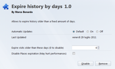 Expire history by days