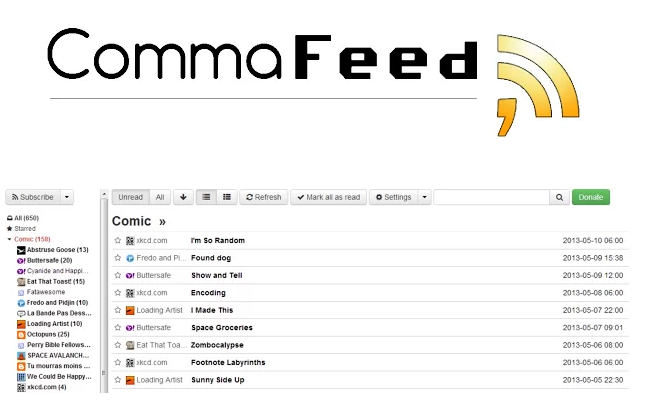 CommaFeed extension for Firefox