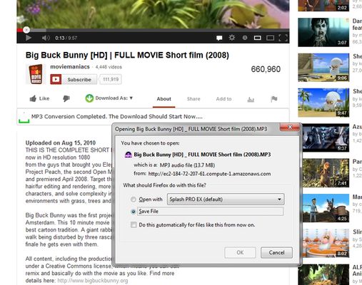 Directly save videos from Youtube to your hard-disk.
