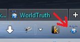 The Worldtruth icon on the Firefox toolbar