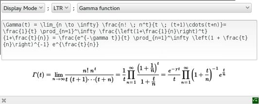 Screenshot of the TeX input and MathML output