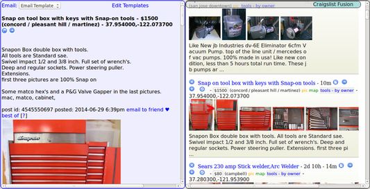 Listing with image thumbnails, post summary, many features for each posts including hide posts, mark spam, drive direction.
Number of image thumbnails are not limited, and configurable.