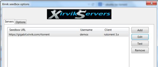 Server configuration page