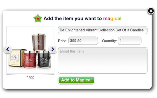Select any item from ant web site that you wish to save to you Magical account