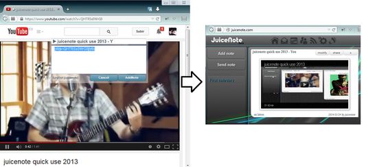 JuiceNote Plugin recognize youtube videos and store them with one click.
