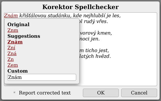 Korektor Spellchecker screenshot.