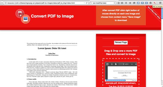 Screenshot of extension: Convert in an instant your PDF files to images