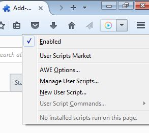 Ace Script popup menu