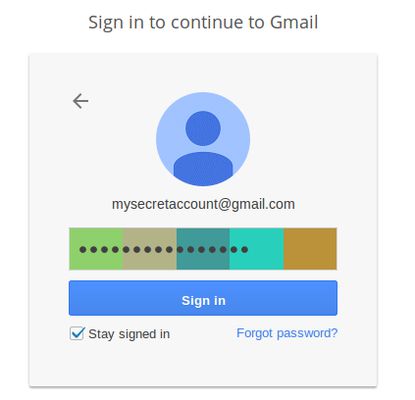 Example of UnicornPass on gmail.com
