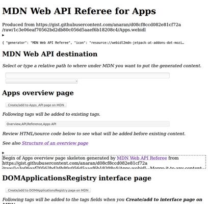 Review generated page skeletons available for upload to your developer location on MDN.