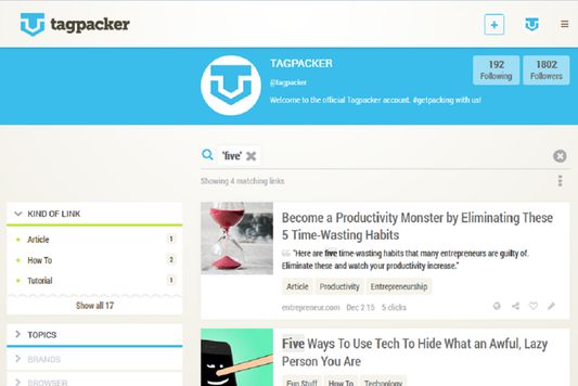 You can easily search your bookmarks in your collection on Tagpacker .