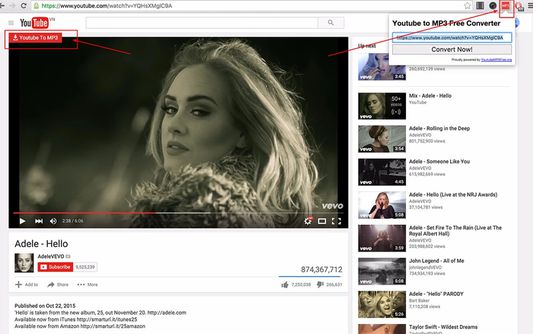 Youtube to MP3 toolbar button & 1-click overlay button