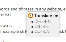 Quick right click on a word to translate to other languages