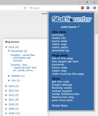 Provides useful links into your StatCounter reports for the specific page or domain and ways to get in touch with our support team.