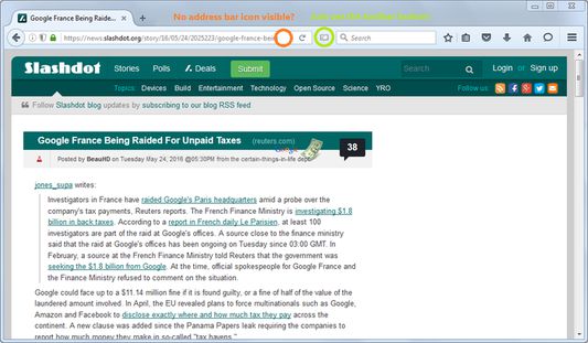 No address bar icon visible? Just use the toolbar button!