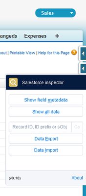 Salesforce inspector menu