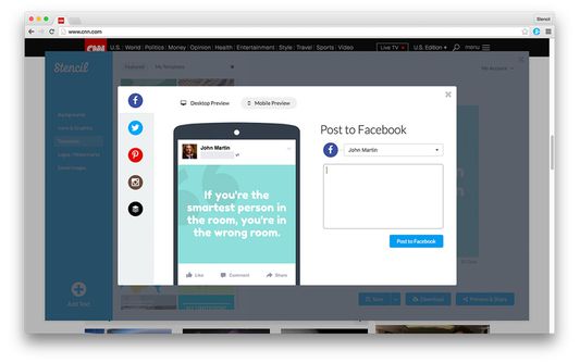 Preview what your image will look like on your Facebook, Twitter, Pinterest and Instagram accounts before posting.