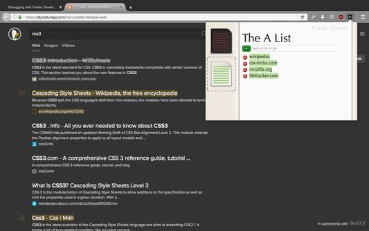 The A List contains wikipedia and mozilla.  They are the two highlighted results, in order.