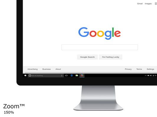 Zoom Firefox extension on Google website: level 150%