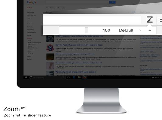 Zoom Firefox extension: The slider to increase or decrease the zoom value on a webpage