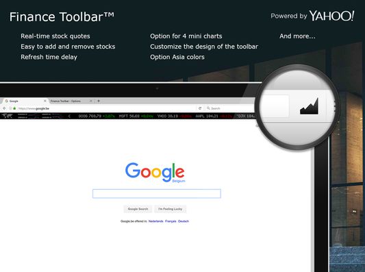 Finance Toolbar is the best stocks bar for you. You get real time your stocks ask and percent value. Stock market information is powered by Yahoo.