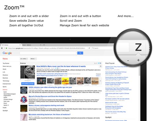 Zoom For Firefox Zoom Firefox extension with slider bar. Its the advanced Zoom extension for this web browser