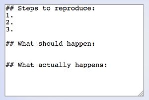 This is how the template looks when inserted into a text area.