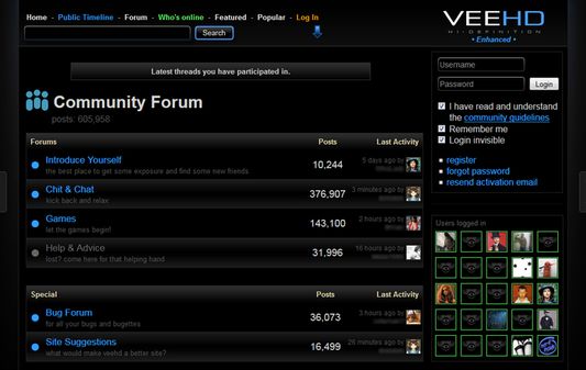Forum style and side login box.
"Latest threads you have participated in" dropdown.