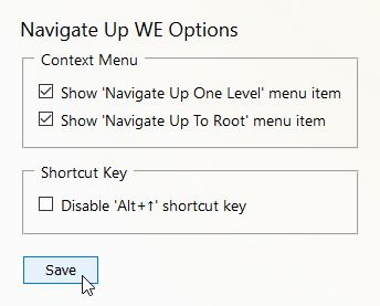 Navigate Up WE - options page